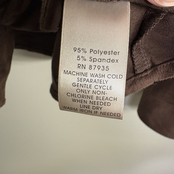 Susan Graver Womens Top XL Brown Faux Suede Button Ruffle Western Country Ranch - Picture 7 of 12